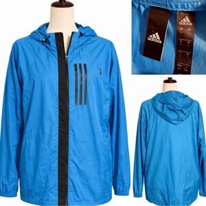 Adidas blue/ black windbreaker jacket hoodie, L